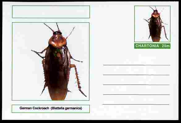 Chartonia (Fantasy) Insects - German Cockroach (Blattella germanica) postal stationery card unused and fine
