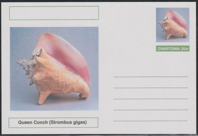 Chartonia (Fantasy) Shells - Queen Conch (Strombus gigas) postal stationery card unused and fine