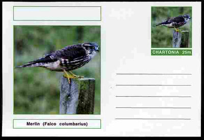 Chartonia (Fantasy) Birds - Merlin (Falco columbarius) postal stationery card unused and fine