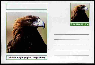 Chartonia (Fantasy) Birds - Golden Eagle (Aquila chrysaetos) postal stationery card unused and fine
