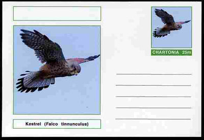 Chartonia (Fantasy) Birds - Kestrel (Falco tinnunculus) postal stationery card unused and fine