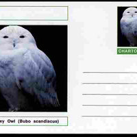 Chartonia (Fantasy) Birds - Snowy Owl (Bubo scandiacus) postal stationery card unused and fine
