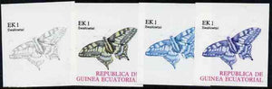 Equatorial Guinea 1977 Butterflies EK1 (Swallowtail) set of 4 imperf progressive proofs on ungummed paper comprising 1, 2, 3 and all 4 colours (as Mi 1197)