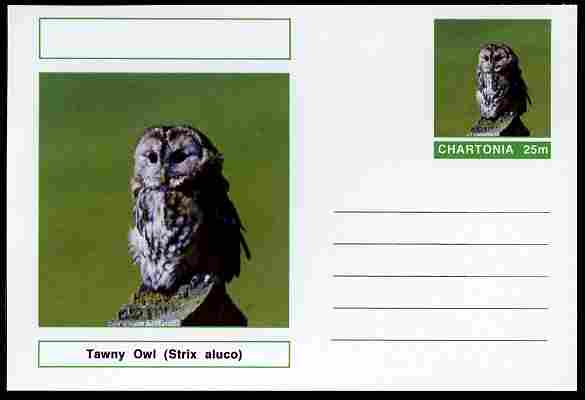 Chartonia (Fantasy) Birds - Tawny Owl (Strix aluco) postal stationery card unused and fine