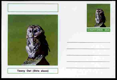 Chartonia (Fantasy) Birds - Tawny Owl (Strix aluco) postal stationery card unused and fine