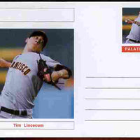 Palatine (Fantasy) Personalities - Tim Lincecum (baseball) postal stationery card unused and fine