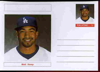 Palatine (Fantasy) Personalities - Matt Kemp (baseball) postal stationery card unused and fine