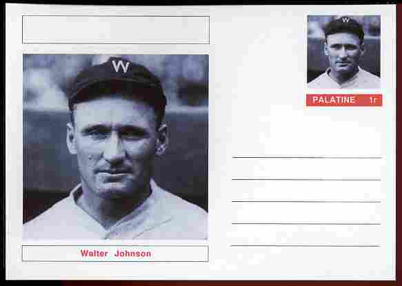 Palatine (Fantasy) Personalities - Walter Johnson (baseball) postal stationery card unused and fine