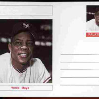 Palatine (Fantasy) Personalities - Willie Mays (baseball) postal stationery card unused and fine