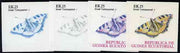 Equatorial Guinea 1977 Butterflies EK25 (Small Tortoiseshell) set of 4 imperf progressive proofs on ungummed paper comprising 1, 2, 3 and all 4 colours (as Mi 1201)