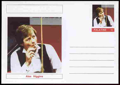 Palatine (Fantasy) Personalities - Alex Higgins (snooker) postal stationery card unused and fine