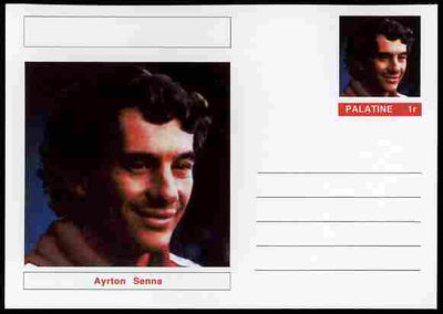 Palatine (Fantasy) Personalities - Ayrton Senna (F1 driver) postal stationery card unused and fine