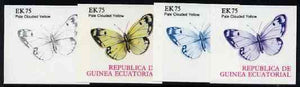Equatorial Guinea 1977 Butterflies EK75 (Pale Clouded Yellow) set of 4 imperf progressive proofs on ungummed paper comprising 1, 2, 3 and all 4 colours (as Mi 1203)