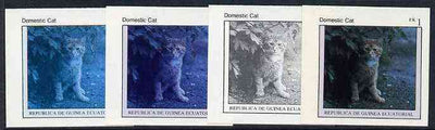 Equatorial Guinea 1976 Cats EK1 (Domestic Cat) set of 4 imperf progressive proofs on ungummed paper comprising 1, 2, 3 and all 4 colours (as Mi 797)
