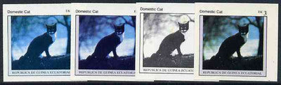 Equatorial Guinea 1976 Cats EK3 (Domestic Cat) set of 4 imperf progressive proofs on ungummed paper comprising 1, 2, 3 and all 4 colours (as Mi 798)