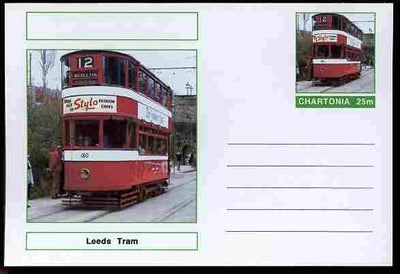 Chartonia (Fantasy) Buses & Trams - Leeds Tram postal stationery card unused and fine