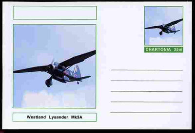 Chartonia (Fantasy) Aircraft - Westland Lysander postal stationery card unused and fine