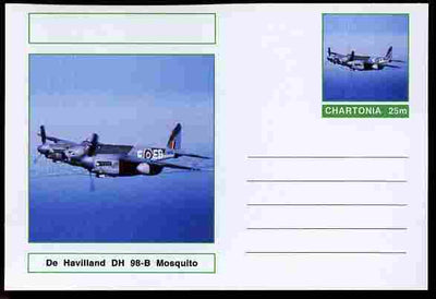 Chartonia (Fantasy) Aircraft - De Havilland Mosquito postal stationery card unused and fine