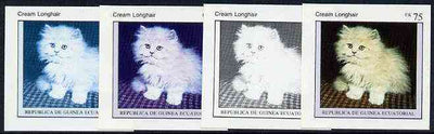 Equatorial Guinea 1976 Cats EK75 (Cream Longhair) set of 4 imperf progressive proofs on ungummed paper comprising 1, 2, 3 and all 4 colours (as Mi 803)