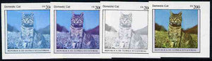 Equatorial Guinea 1976 Cats EK200 (Domestic Cat) set of 4 imperf progressive proofs on ungummed paper comprising 1, 2, 3 and all 4 colours (as Mi 804)