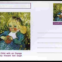 Chartonia (Fantasy) Famous Paintings - Child with an Orange by Vincent Van Gogh postal stationery card unused and fine