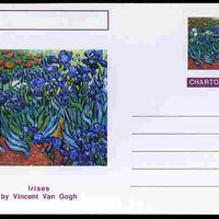 Chartonia (Fantasy) Famous Paintings - Irises by Vincent Van Gogh postal stationery card unused and fine