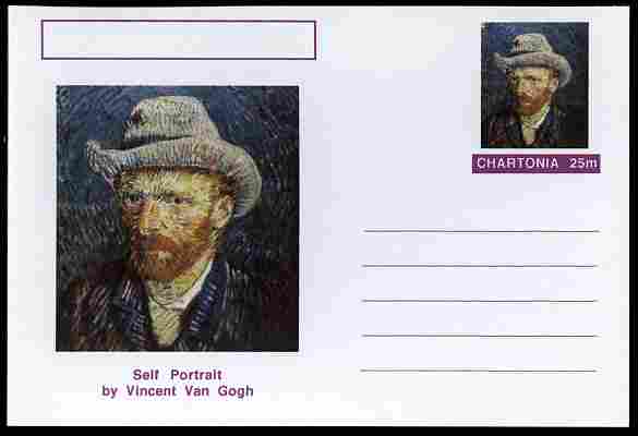 Chartonia (Fantasy) Famous Paintings - Self Portrait by Vincent Van Gogh postal stationery card unused and fine