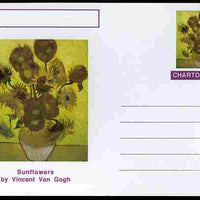 Chartonia (Fantasy) Famous Paintings - Sunflowers by Vincent Van Gogh postal stationery card unused and fine