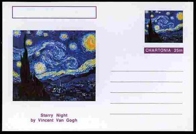 Chartonia (Fantasy) Famous Paintings - Starry Night by Vincent Van Gogh postal stationery card unused and fine