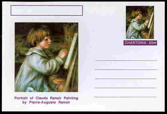 Chartonia (Fantasy) Famous Paintings - Portrait of Claude Renoir Painting by Pierre-Auguste Renoir postal stationery card unused and fine