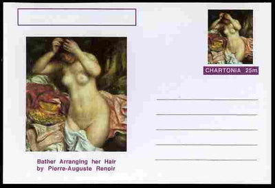 Chartonia (Fantasy) Famous Paintings - Bather Arranging her Hair by Pierre-Auguste Renoir postal stationery card unused and fine