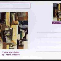 Chartonia (Fantasy) Famous Paintings - Violin and Guitar by Pablo Picasso postal stationery card unused and fine