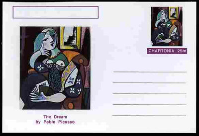 Chartonia (Fantasy) Famous Paintings - The Dream by Pablo Picasso postal stationery card unused and fine