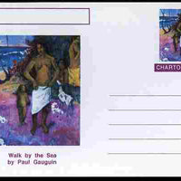 Chartonia (Fantasy) Famous Paintings - Walk by the Sea by Paul Gauguin postal stationery card unused and fine