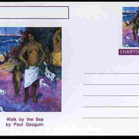 Chartonia (Fantasy) Famous Paintings - Walk by the Sea by Paul Gauguin postal stationery card unused and fine