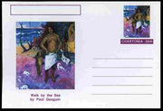 Chartonia (Fantasy) Famous Paintings - Walk by the Sea by Paul Gauguin postal stationery card unused and fine
