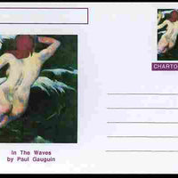 Chartonia (Fantasy) Famous Paintings - In the Waves by Paul Gauguin postal stationery card unused and fine