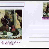 Chartonia (Fantasy) Famous Paintings - Still Life with Portrait of Laval by Paul Gauguin postal stationery card unused and fine