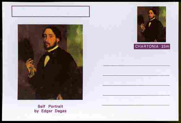 Chartonia (Fantasy) Famous Paintings - Self Portrait by Edgar Degas postal stationery card unused and fine