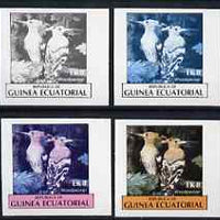 Equatorial Guinea 1977 Birds EK8 (Woodpeckers) set of 4 imperf progressive proofs on ungummed paper comprising 1, 2, 3 and all 4 colours (as Mi 1208)