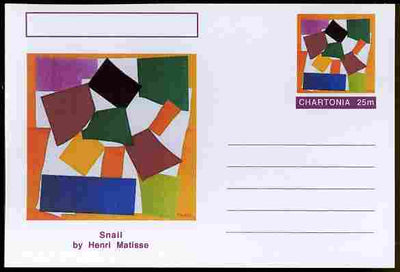 Chartonia (Fantasy) Famous Paintings - Snail by Henri Matisse postal stationery card unused and fine