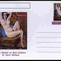 Chartonia (Fantasy) Famous Paintings - Nude Seated on Blue Cushion by Henri Matisse postal stationery card unused and fine