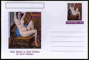 Chartonia (Fantasy) Famous Paintings - Nude Seated on Blue Cushion by Henri Matisse postal stationery card unused and fine