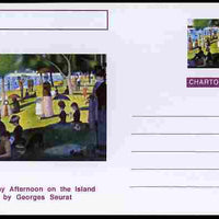 Chartonia (Fantasy) Famous Paintings - Sunday Afternoon on the Island of La Grande Jatte by Georges Seurat postal stationery card unused and fine