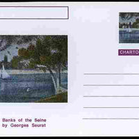 Chartonia (Fantasy) Famous Paintings - Banks of the Seine by Georges Seurat postal stationery card unused and fine