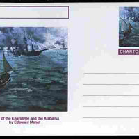 Chartonia (Fantasy) Famous Paintings - Battle of the Kearsarge and the Alabama by Edouard Manet postal stationery card unused and fine