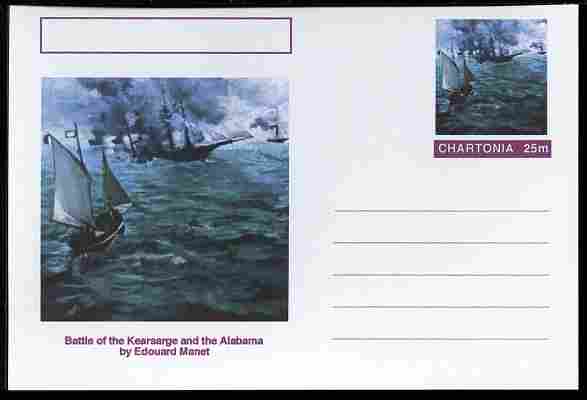 Chartonia (Fantasy) Famous Paintings - Battle of the Kearsarge and the Alabama by Edouard Manet postal stationery card unused and fine