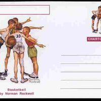 Chartonia (Fantasy) Famous Paintings - Basketball by Norman Rockwell postal stationery card unused and fine