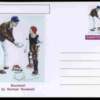 Chartonia (Fantasy) Famous Paintings - Baseball by Norman Rockwell postal stationery card unused and fine