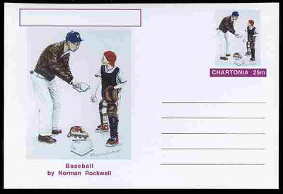 Chartonia (Fantasy) Famous Paintings - Baseball by Norman Rockwell postal stationery card unused and fine